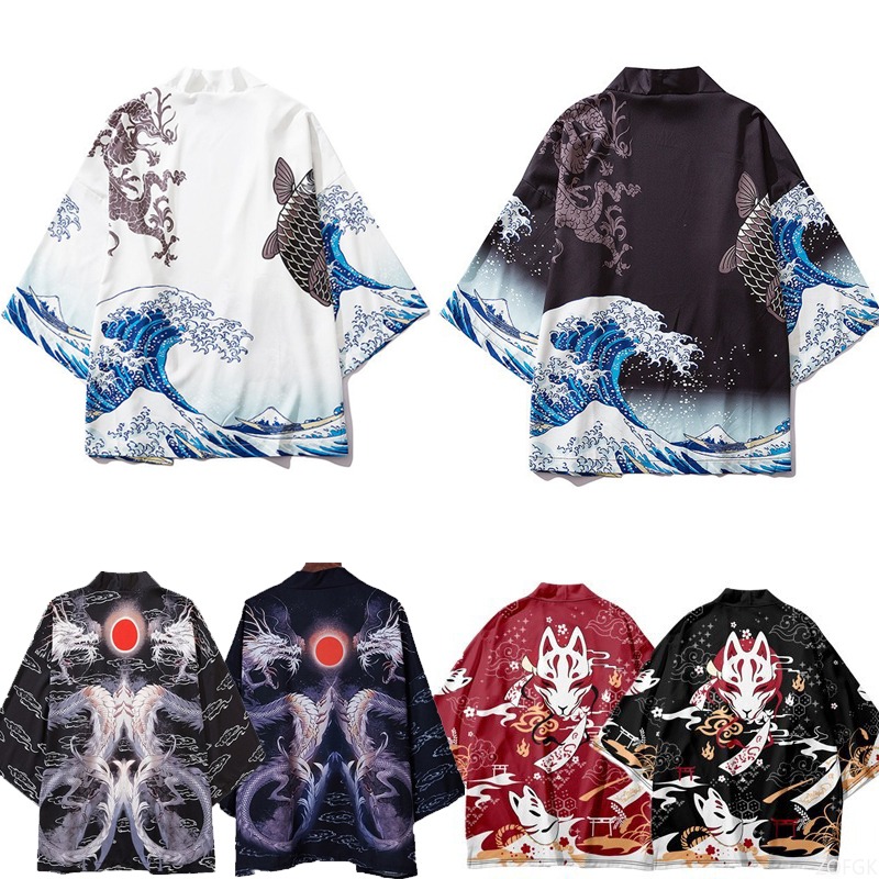 Sewing V - Chinese stijl harajuku haori bedrukte cape