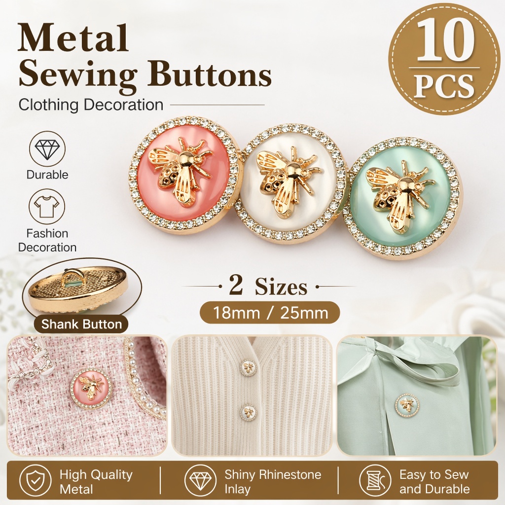 Button Hole Cutter - 10 stuks strass bijen metalen decoratieve