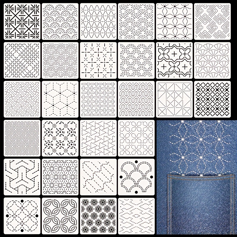Sewing Expert - 30 stuks borduursjablonen DIY borduurpatronen geometrische