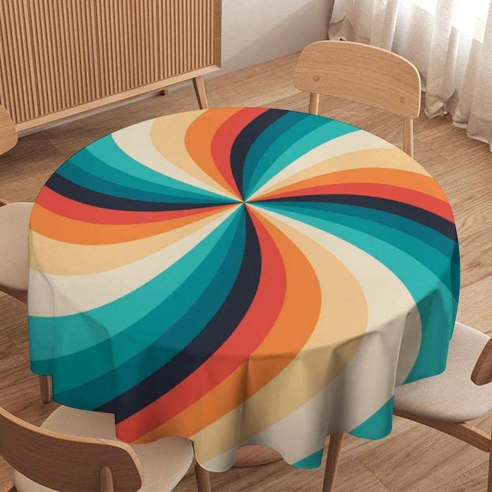 Century Textile & Sewing Supply Avenue C North Saskatoon Sk - Vintage Groovy Swirl rond tafelkleed jaren