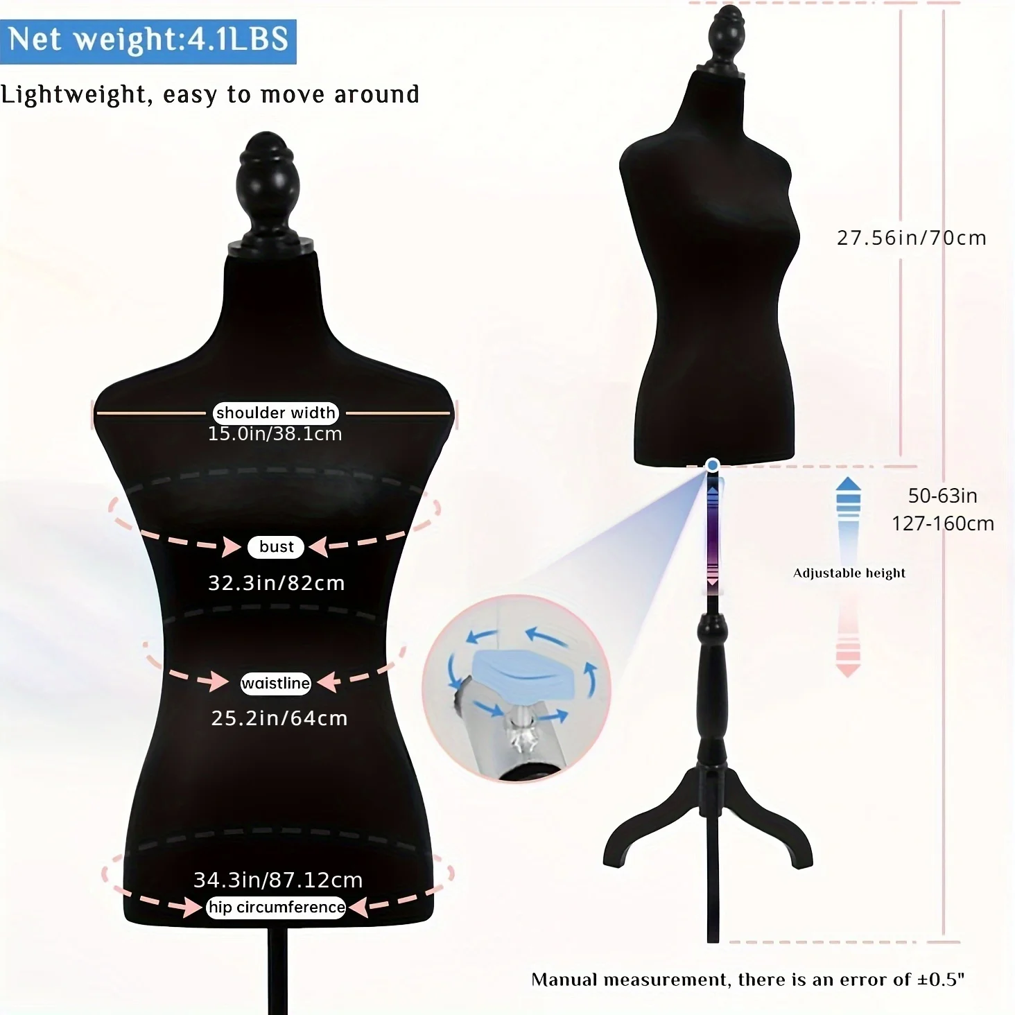 Halflichaamsmannequin, kleding - Dress Form Mannequin recensie en prijs