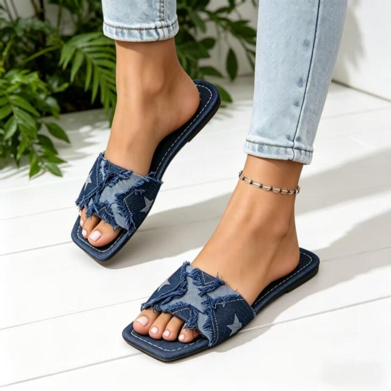 Y2K Denim Bandjes Sandalen met - Sewing Factory recensie en prijs