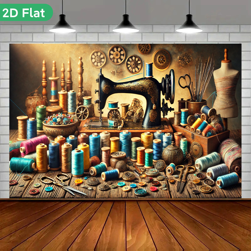 Vintage Retro Naaiatelier Wand - Sewing Machine For Textile recensie en prijs